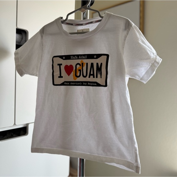 Kids White I Love Guam Graphic T-Shirt - Picture 1 of 4